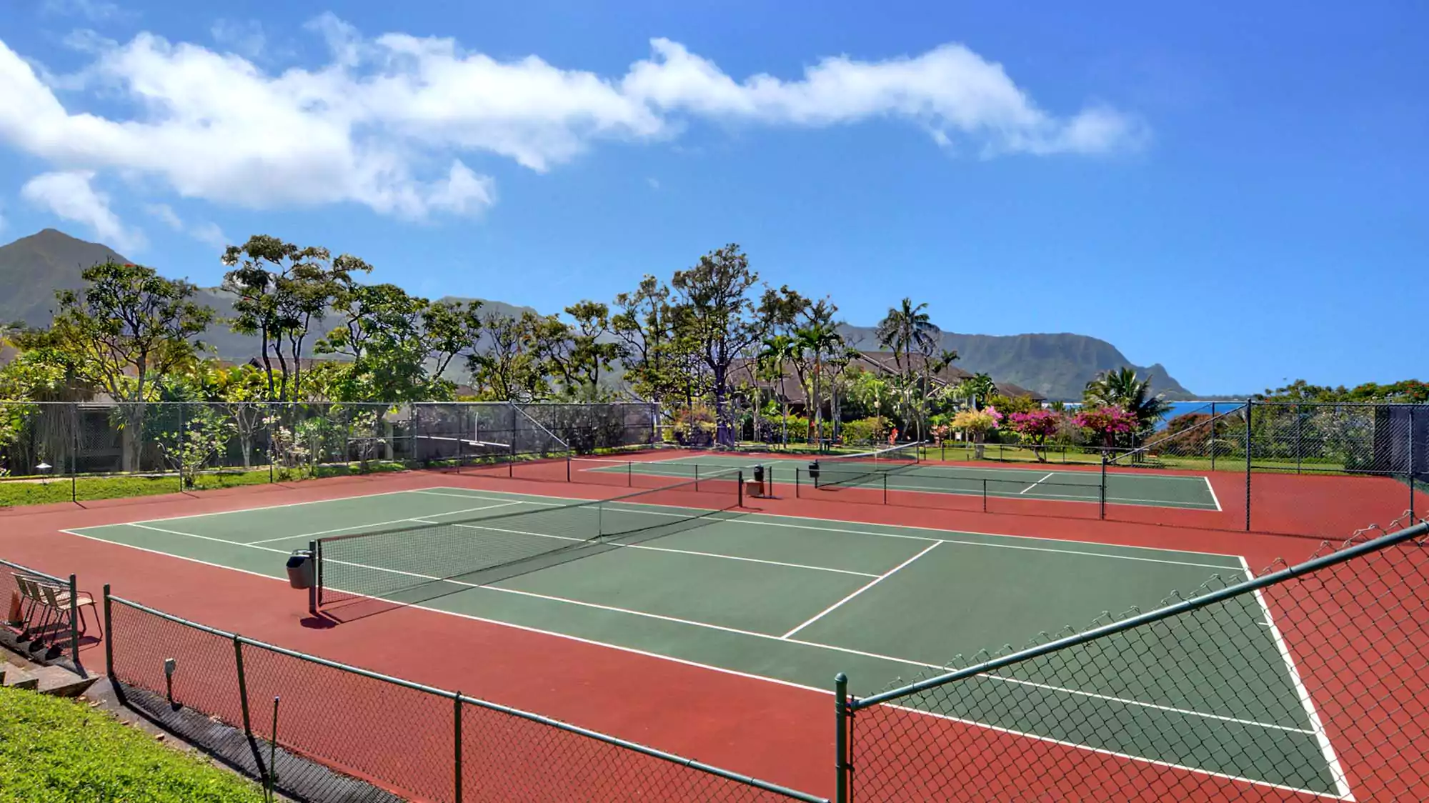 Hard tennis courts on a sunny day